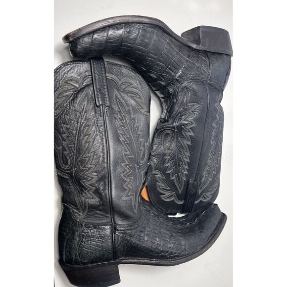 LUCCHESE BOOT COMPANY MENS SIZE 9-D CAiMAN BLACK GORGEOUS! - Picture 9 of 15